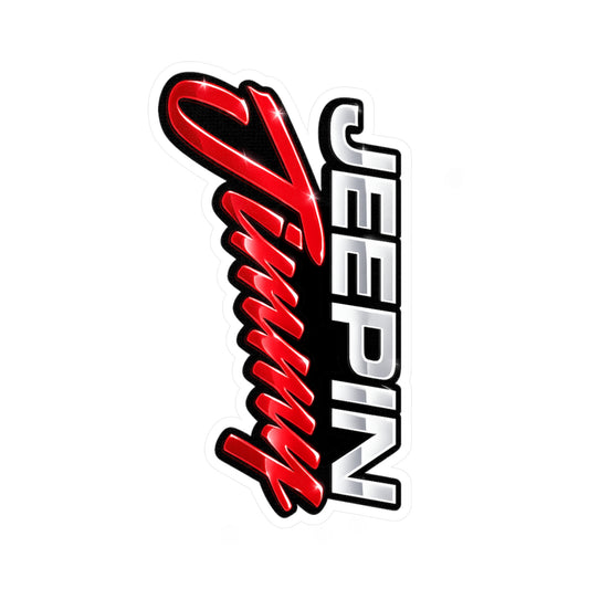 Jeepin Jimmy Vinyl Decal — Red & Black Kiss-Cut Sticker